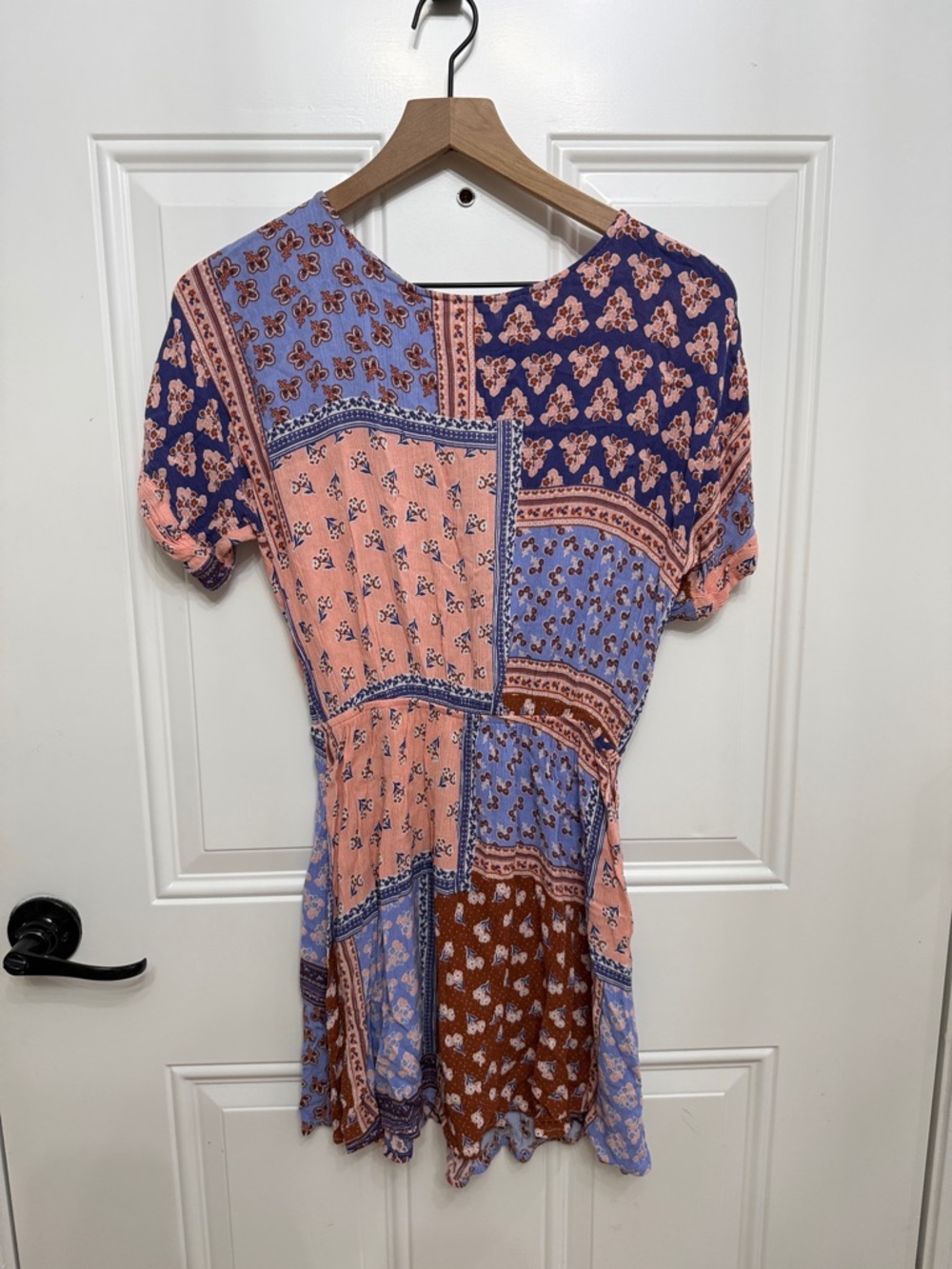 Forever 21 Patchwork Floral Mini Dress in Pink, Blue & Brown